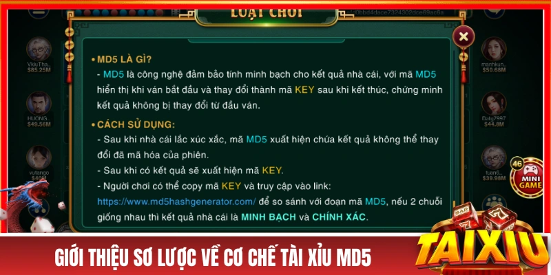 Giới thiệu sơ lược về cơ chế tài xỉu MD5
